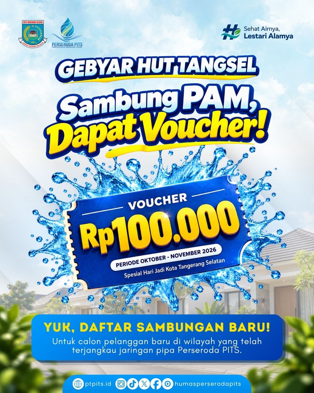 Sambut HUT Tangsel 2026, Perseroda PITS Berikan Voucher Rp100 Ribu untuk Pelanggan Baru